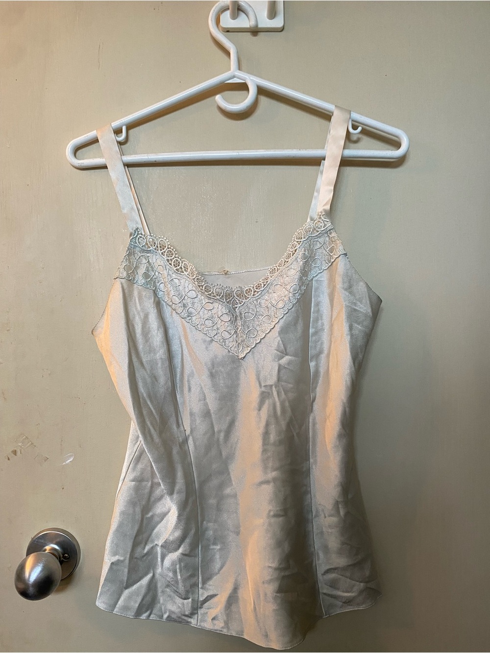 Silk-Feel Lace Trim Camisole - Ivory